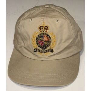 Polo Ralph Lauren Very Rare 90's Adjustable Strapback Tan Cap Hat Gold Crest